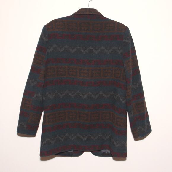 Vintage Braetan Wool Blend Blazer Coatigan Size L Southwestern Geometric - Picture 5 of 10